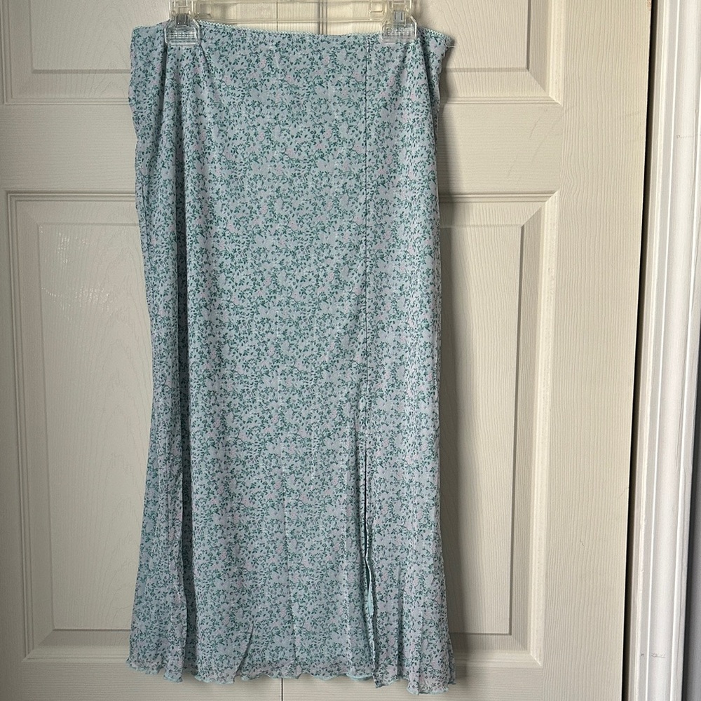 Rewind Light Blue Floral Maxi Skirt XL NWT